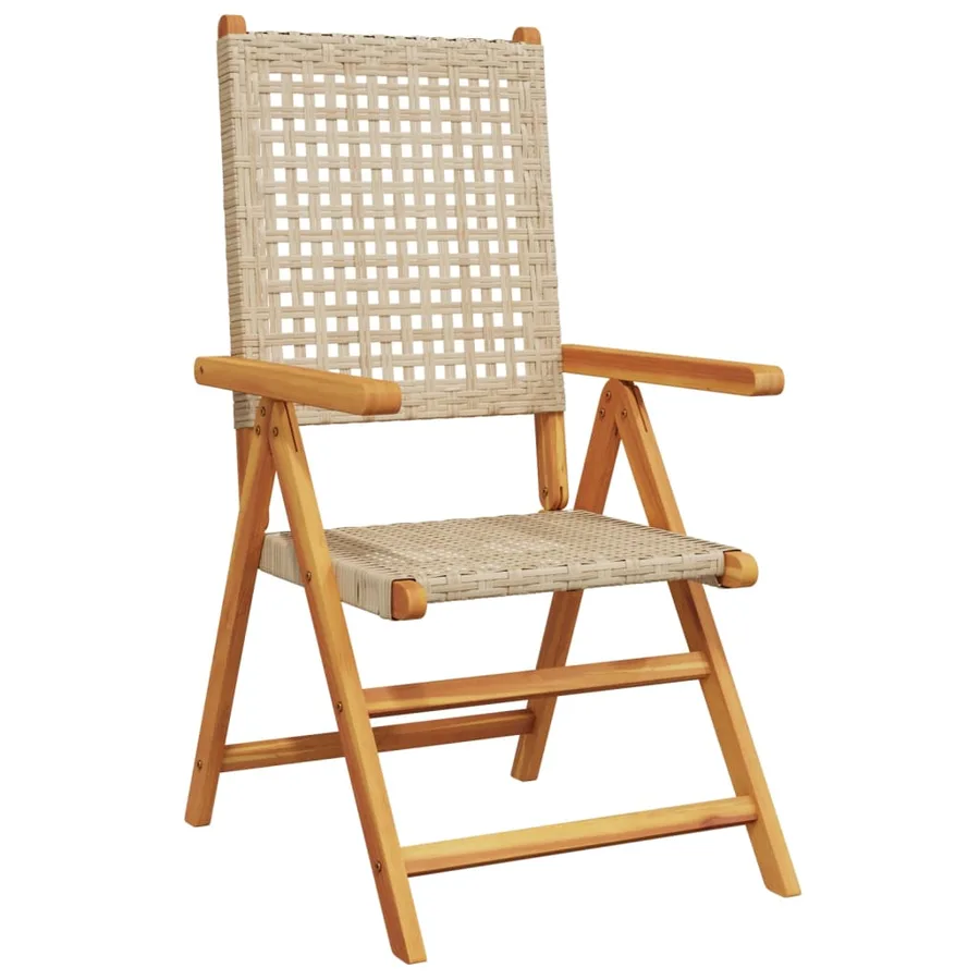 Chaises de jardin lot de 2 beige bois massif d'acacia et rotin - 4