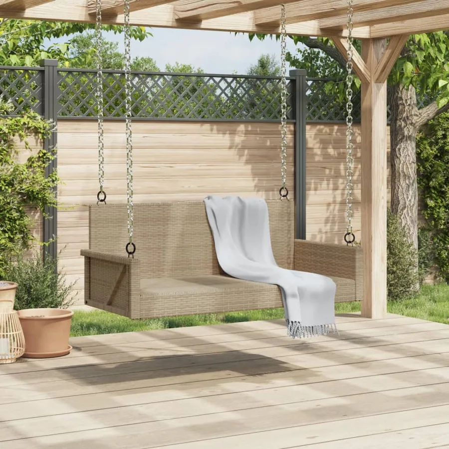 Balancelle beige 119x56x48 cm résine tressée - 3