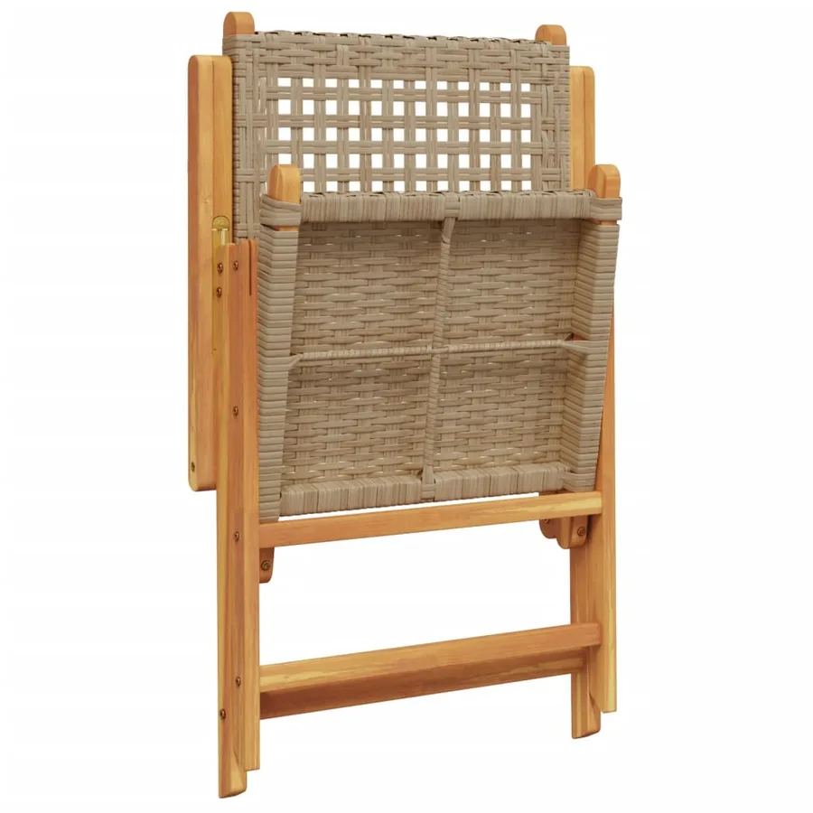Chaises inclinables de jardin lot de 4 beige rotin bois massif - 7