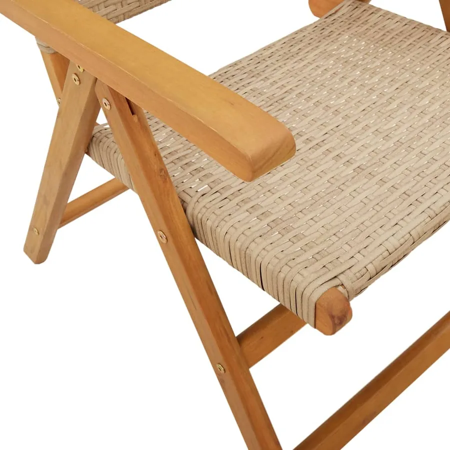 Chaises inclinables de jardin lot de 4 beige rotin bois massif - 8
