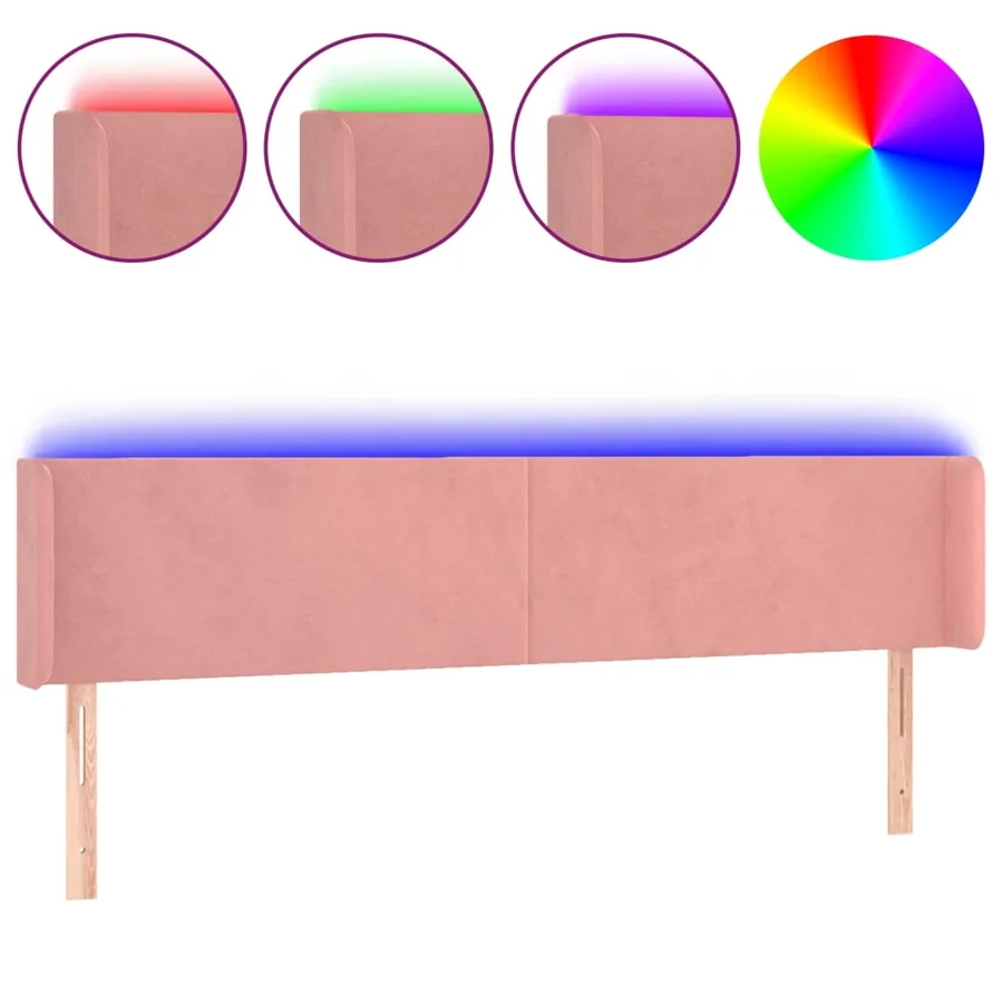 Tête de lit à LED Rose 163x16x78/88 cm Velours - 2