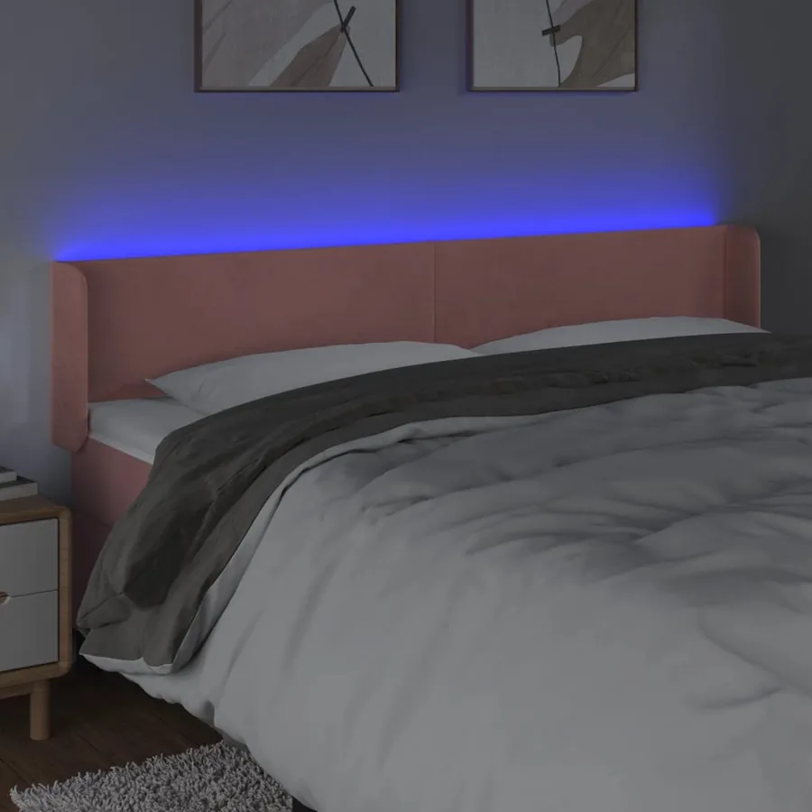 Tête de lit à LED Rose 163x16x78/88 cm Velours - 4