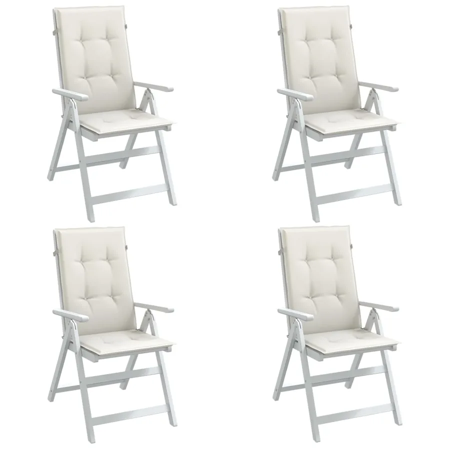 Coussins de chaise à dossier haut lot de 4 crème mélangé tissu