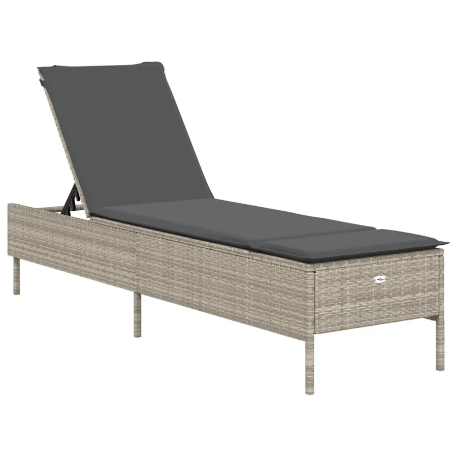 Chaises longues avec coussins lot de 2 gris résine tressée - 4