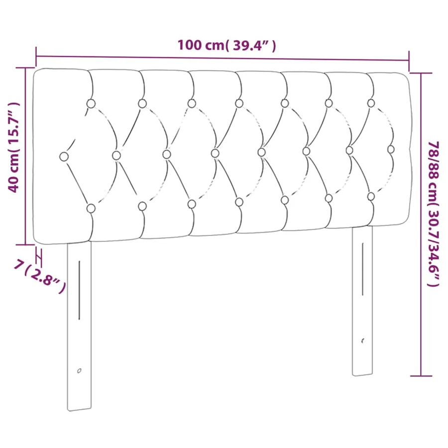 Tête de lit à LED Marron foncé 100x7x78/88 cm Tissu - 6