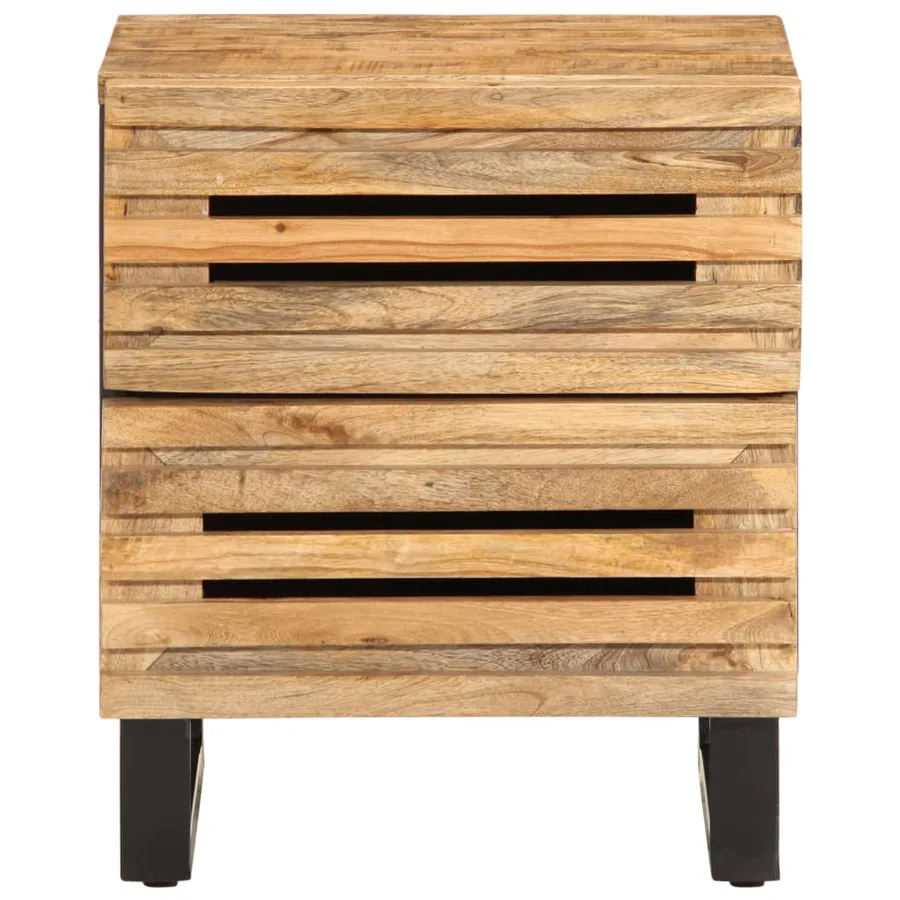 Tables de chevet 2 pcs 40x34x46 cm bois massif de manguier brut - 3