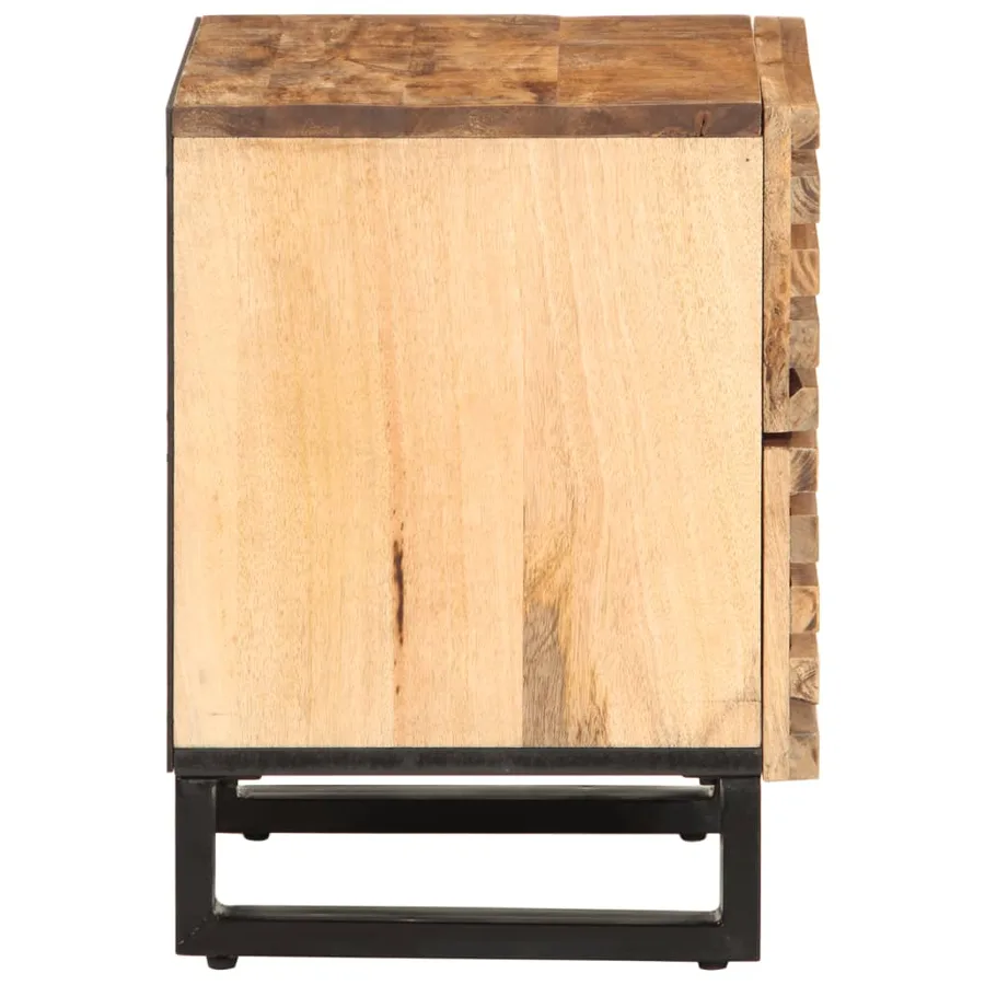 Tables de chevet 2 pcs 40x34x46 cm bois massif de manguier brut - 5