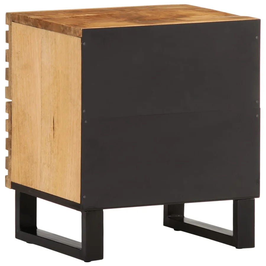 Tables de chevet 2 pcs 40x34x46 cm bois massif de manguier brut - 6