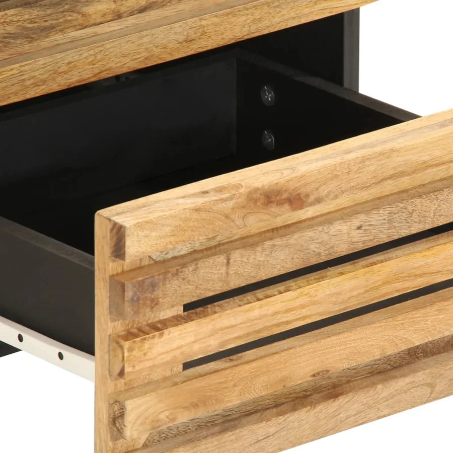 Tables de chevet 2 pcs 40x34x46 cm bois massif de manguier brut - 9