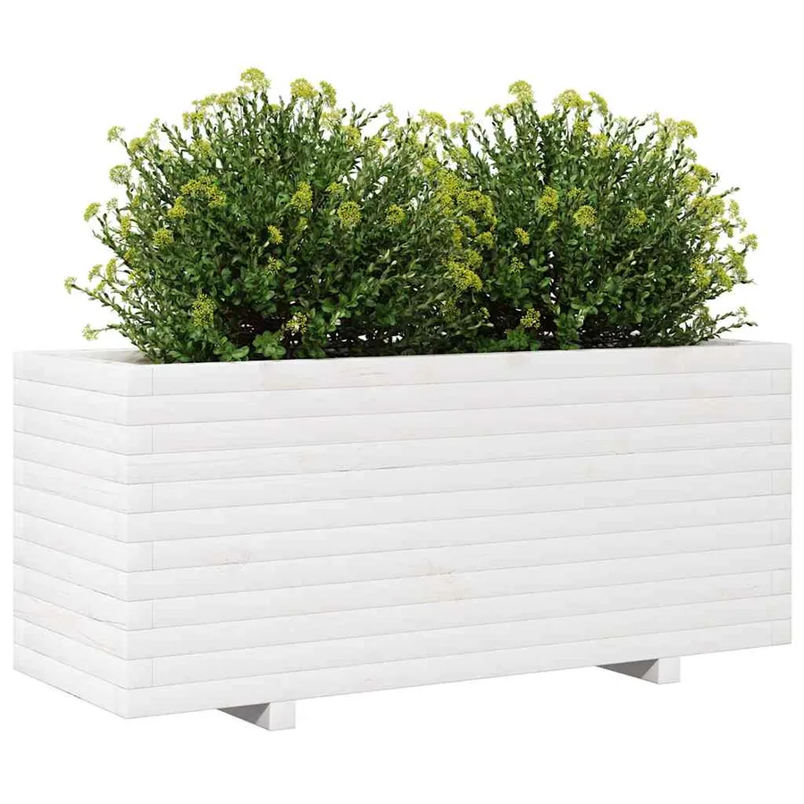 Jardinière blanc 110x40x49,5 cm bois de pin massif - 4