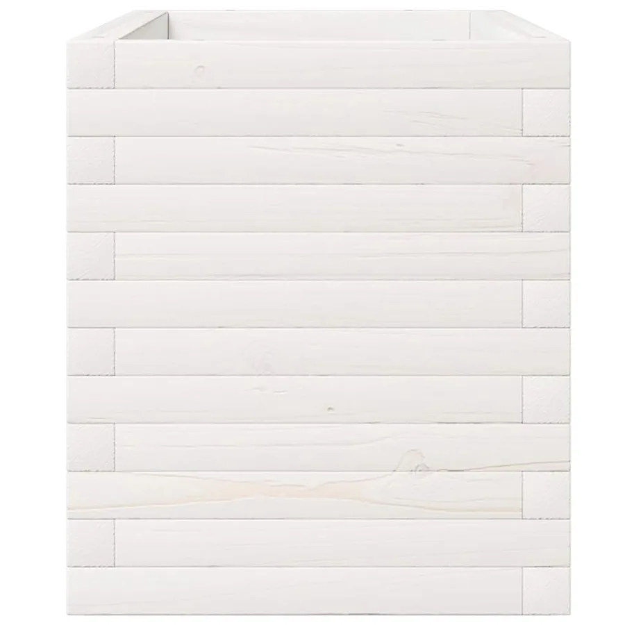 Jardinière blanc 110x40x49,5 cm bois de pin massif - 6