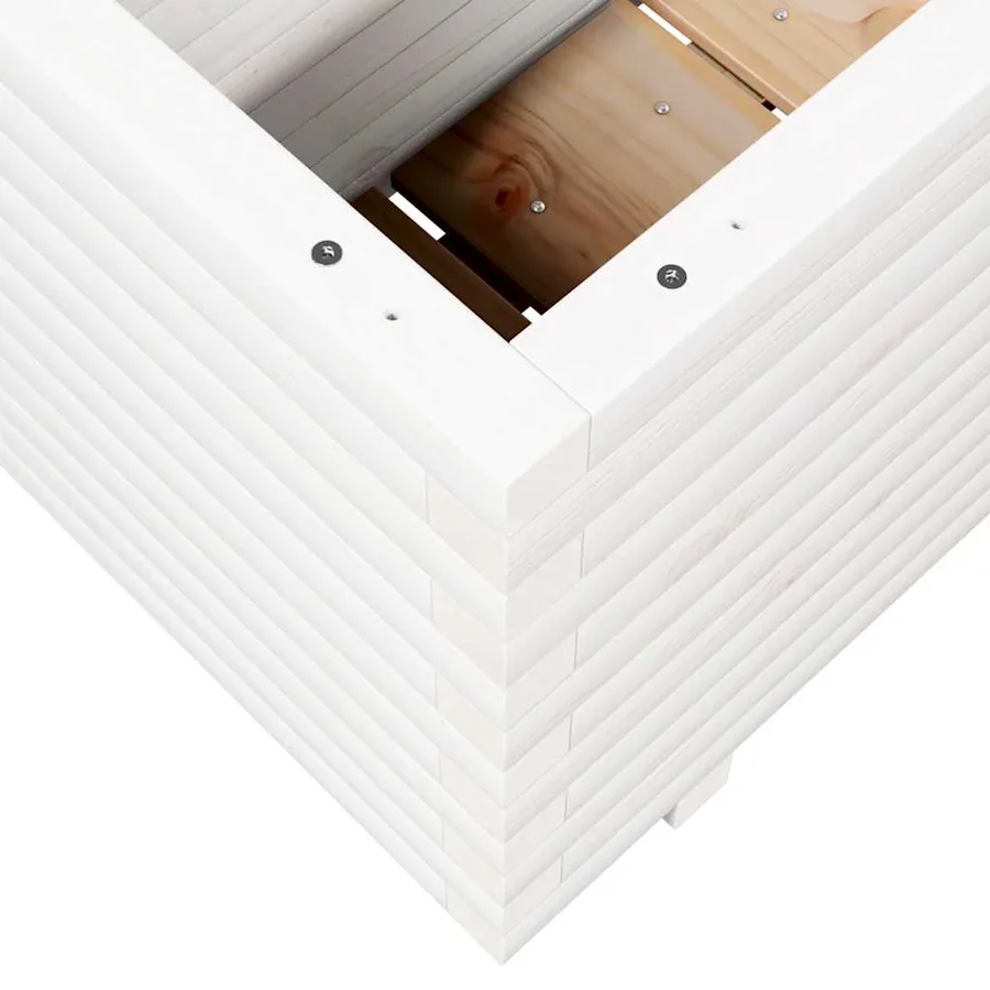 Jardinière blanc 110x40x49,5 cm bois de pin massif - 8