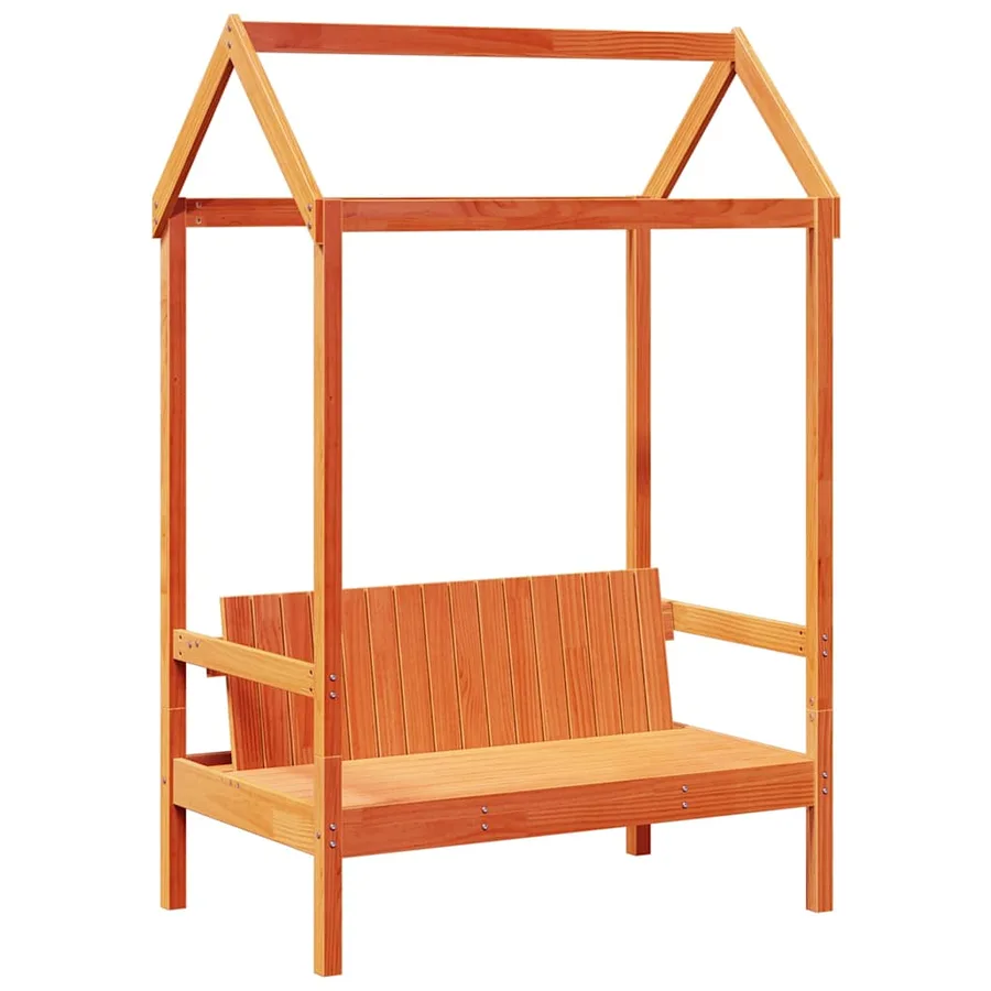 Banc avec toit cire marron 117,5x70x176,5 cm bois de pin massif - 2