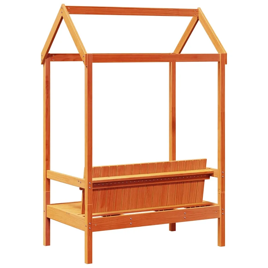 Banc avec toit cire marron 117,5x70x176,5 cm bois de pin massif - 6