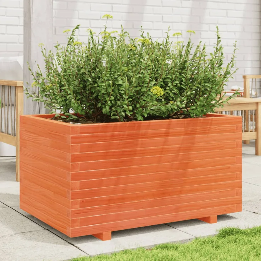 Jardinière cire marron 90x60x49,5 cm bois de pin massif - 3