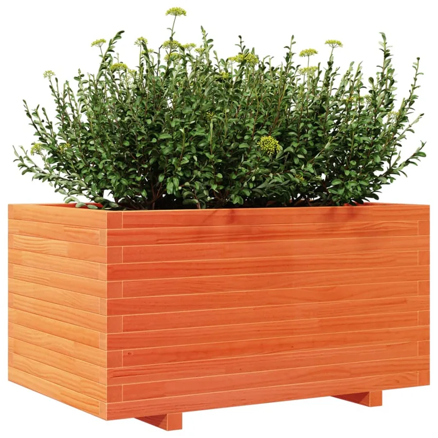 Jardinière cire marron 90x60x49,5 cm bois de pin massif - 4