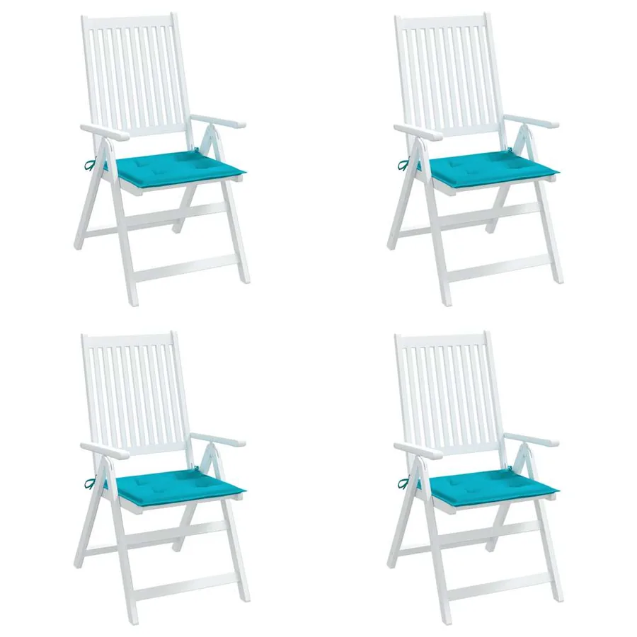 Coussins de chaise de jardin lot de 4 turquoise 50x50x4cm tissu - 4