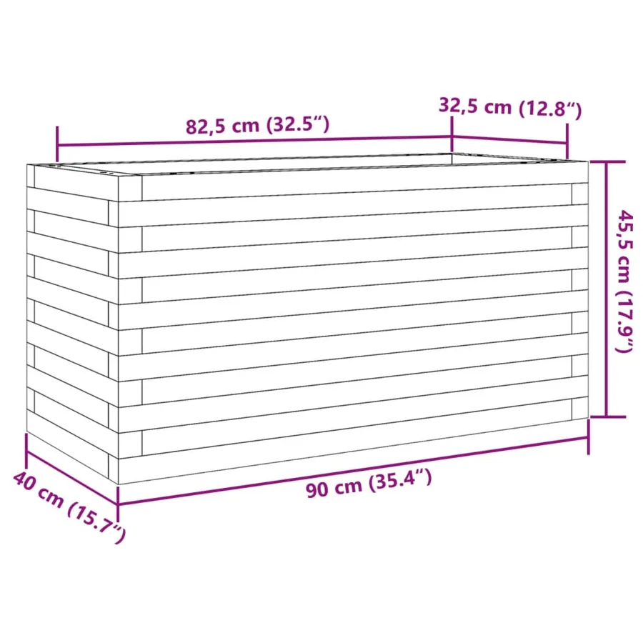 Jardinière 90x40x45,5 cm bois de pin massif - 10