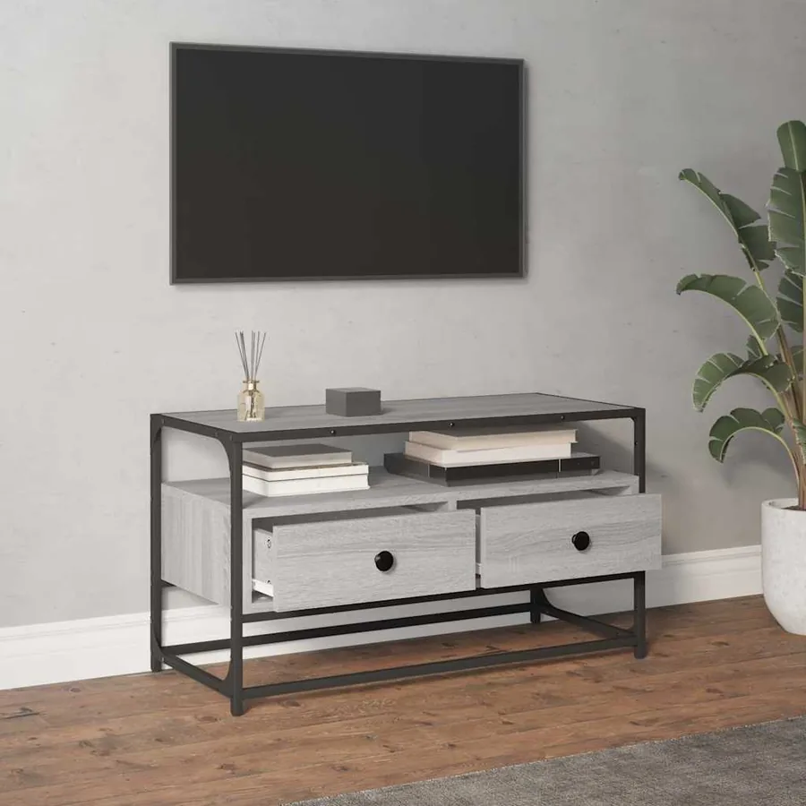 Meuble TV sonoma gris 80x35x45 cm bois d'ingénierie - 3