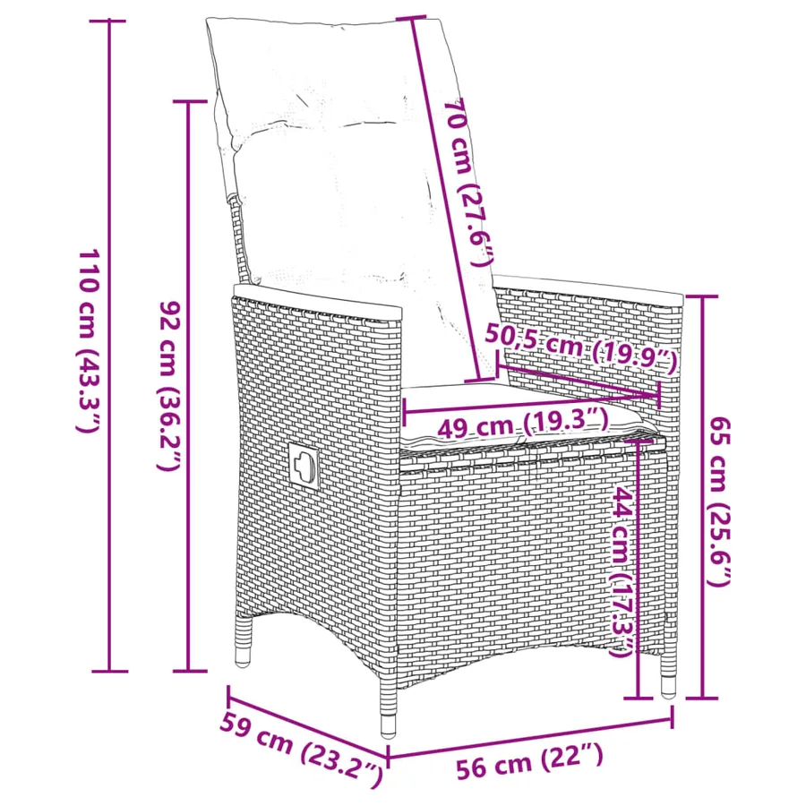Ensemble à manger de jardin 9 pcs coussins gris résine tressée - 10