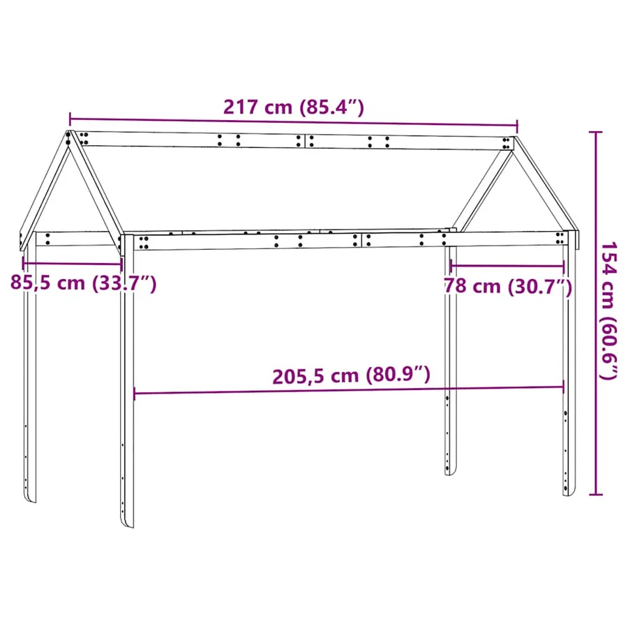 Toit de lit pour enfants 217x85,5x154 cm bois de pin massif - 9