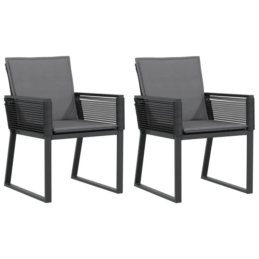 Chaises de jardin avec coussins lot de 2 noir résine tressée - 2