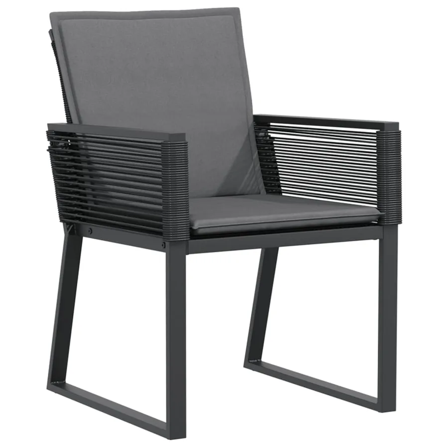 Chaises de jardin avec coussins lot de 2 noir résine tressée - 4