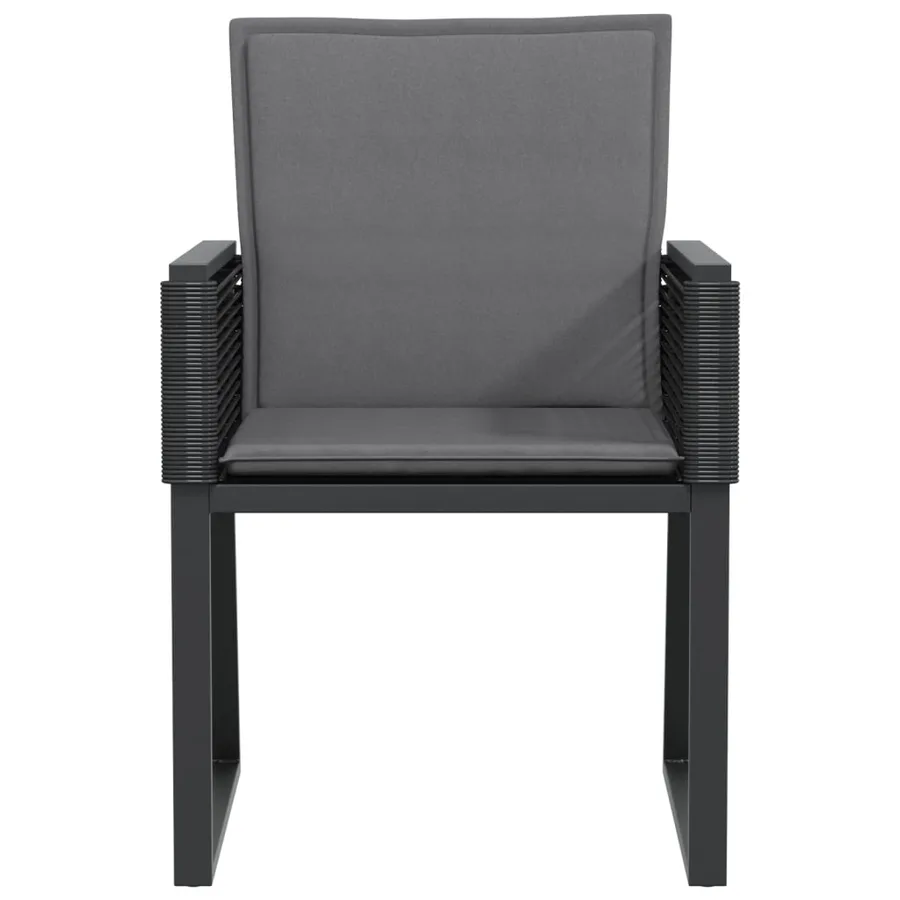 Chaises de jardin avec coussins lot de 2 noir résine tressée - 5