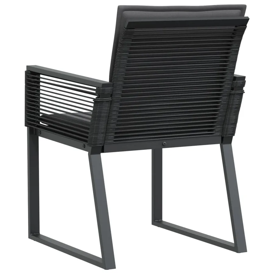 Chaises de jardin avec coussins lot de 2 noir résine tressée - 7
