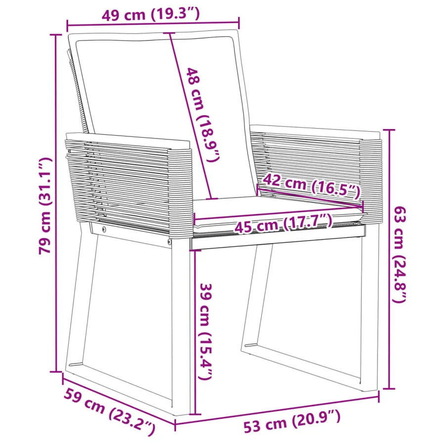 Chaises de jardin avec coussins lot de 2 noir résine tressée - 9