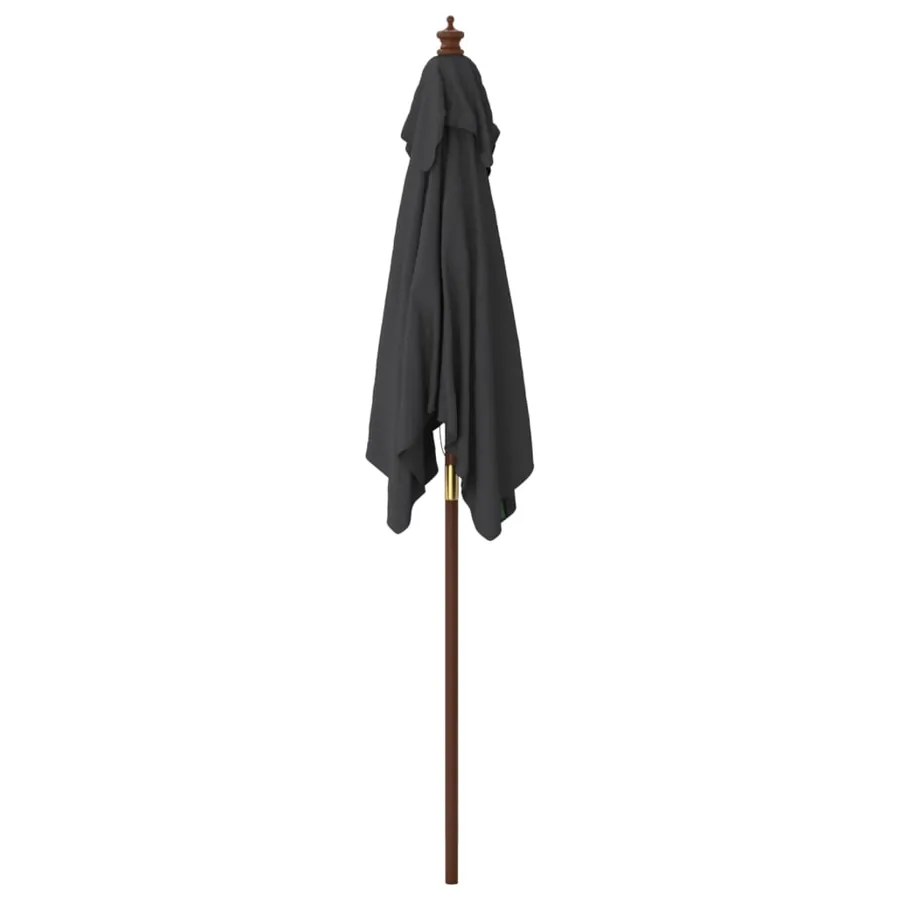 Parasol de jardin avec mât en bois noir 198x198x231 cm - 4