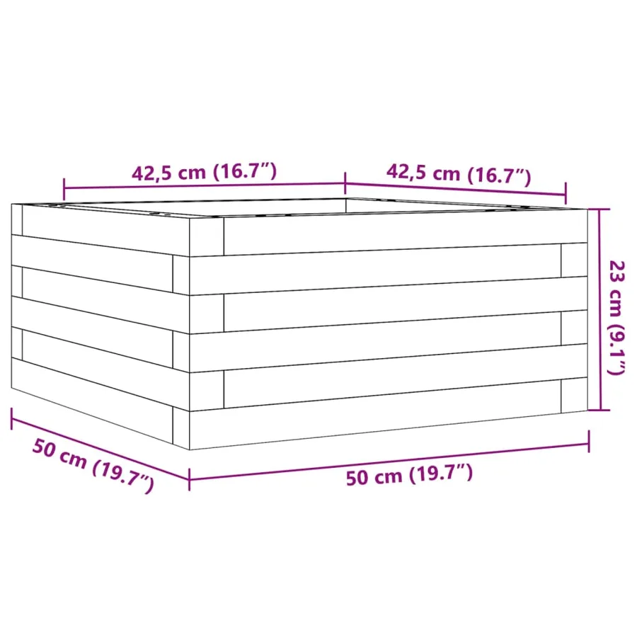 Jardinière blanc 50x50x23 cm bois de pin massif - 10