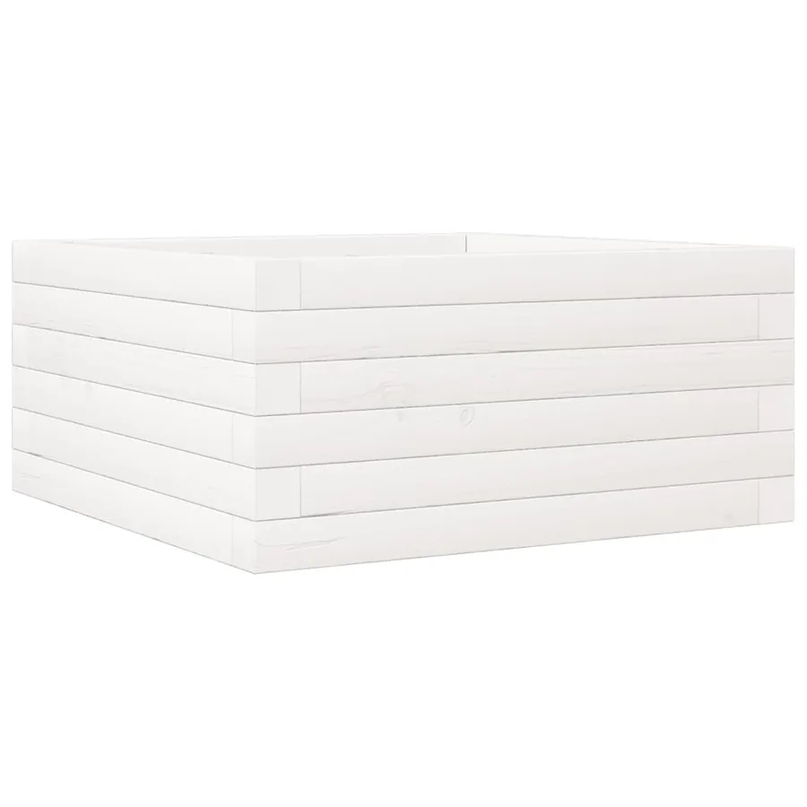 Jardinière blanc 50x50x23 cm bois de pin massif - 2