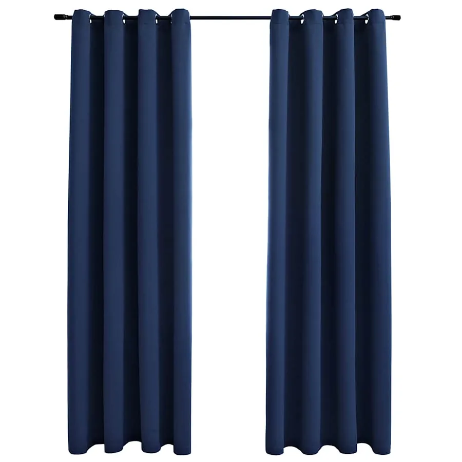 Rideaux occultants avec anneaux en métal 2 pcs Bleu 140x175 cm - 2