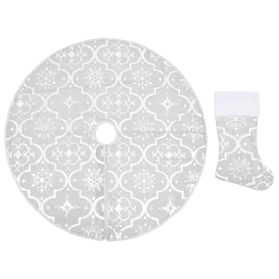 Jupe de sapin de Noël de luxe avec chaussette Blanc 90 cm Tissu - 2
