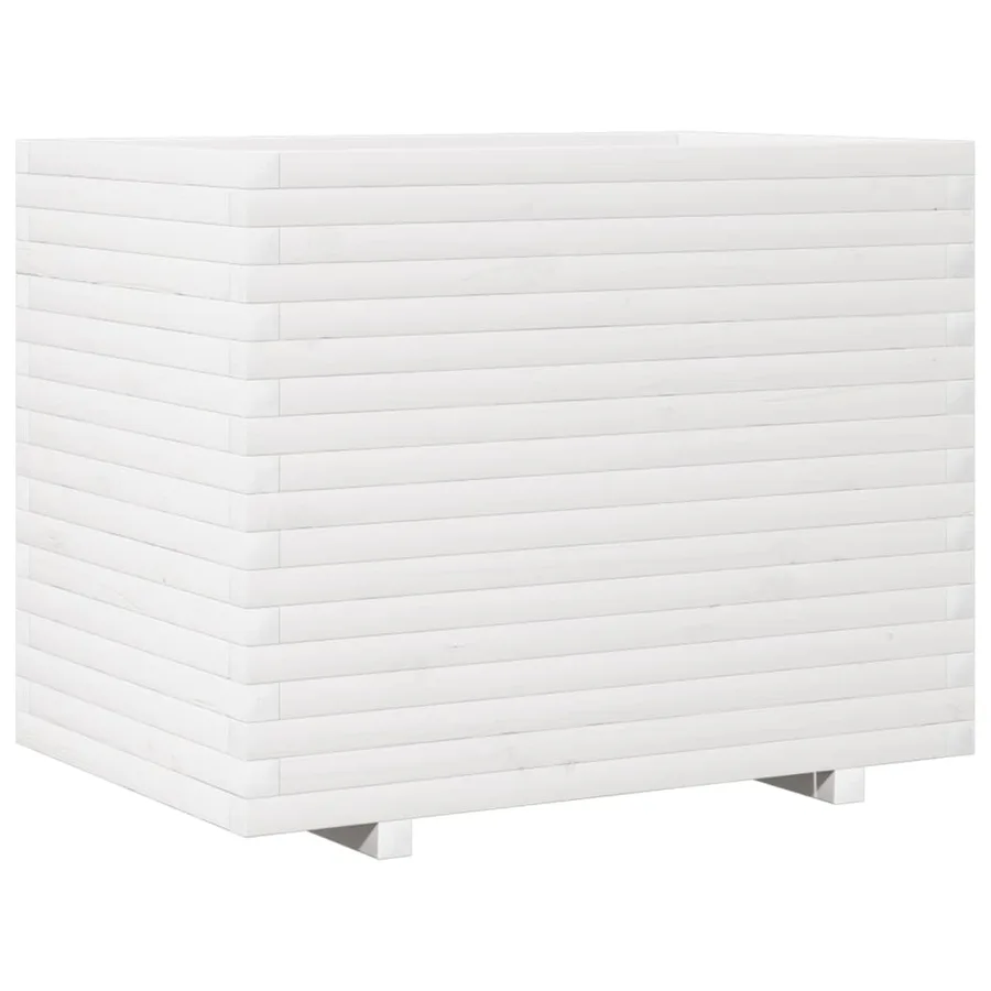 Jardinière blanc 90x60x72 cm bois de pin massif - 2
