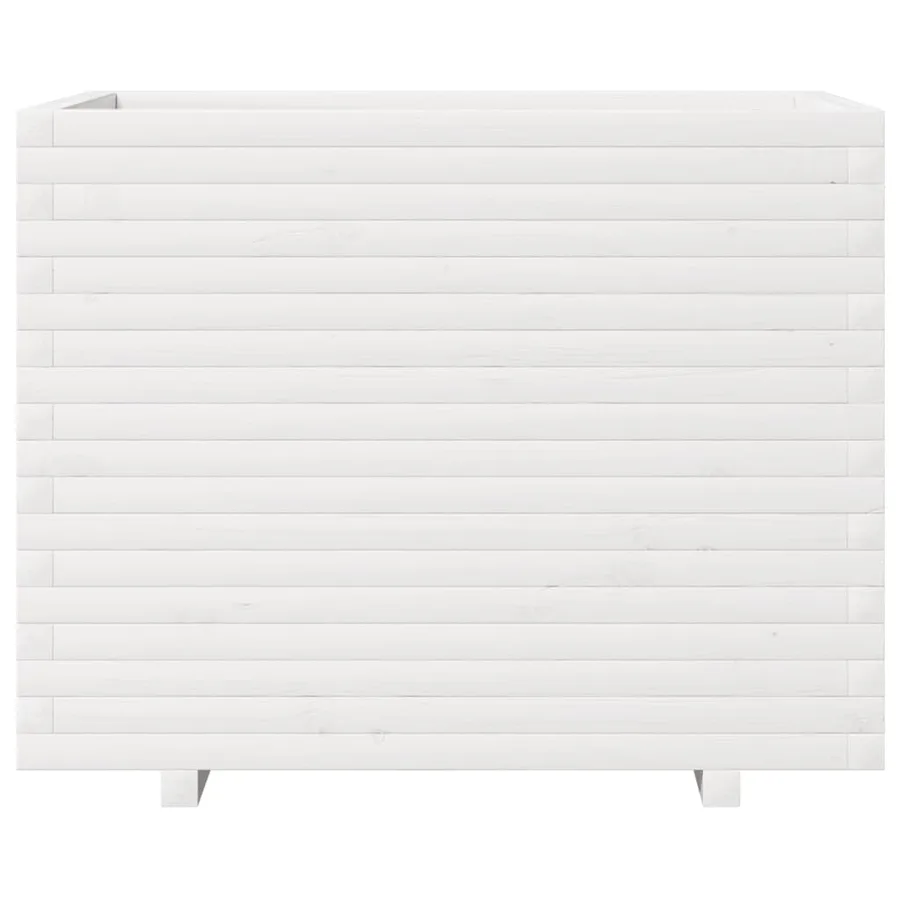 Jardinière blanc 90x60x72 cm bois de pin massif - 5
