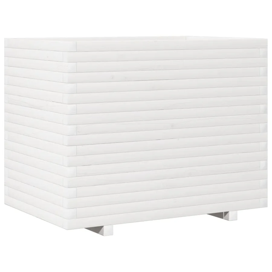 Jardinière blanc 90x60x72 cm bois de pin massif - 7