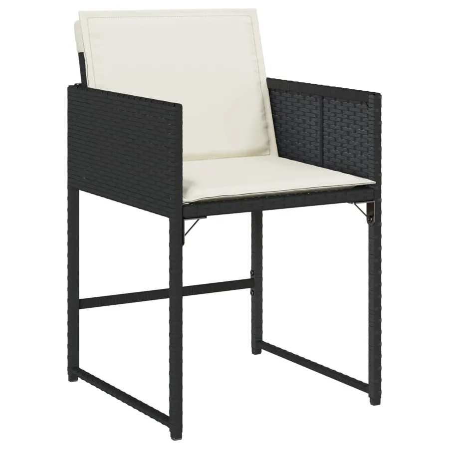 Ensemble à manger de jardin coussins 5pcs Noir Résine tressée - 5