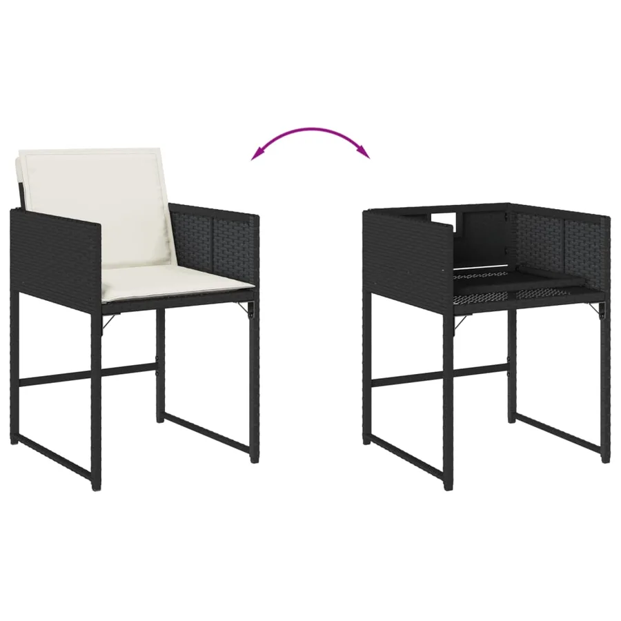 Ensemble à manger de jardin coussins 5pcs Noir Résine tressée - 8