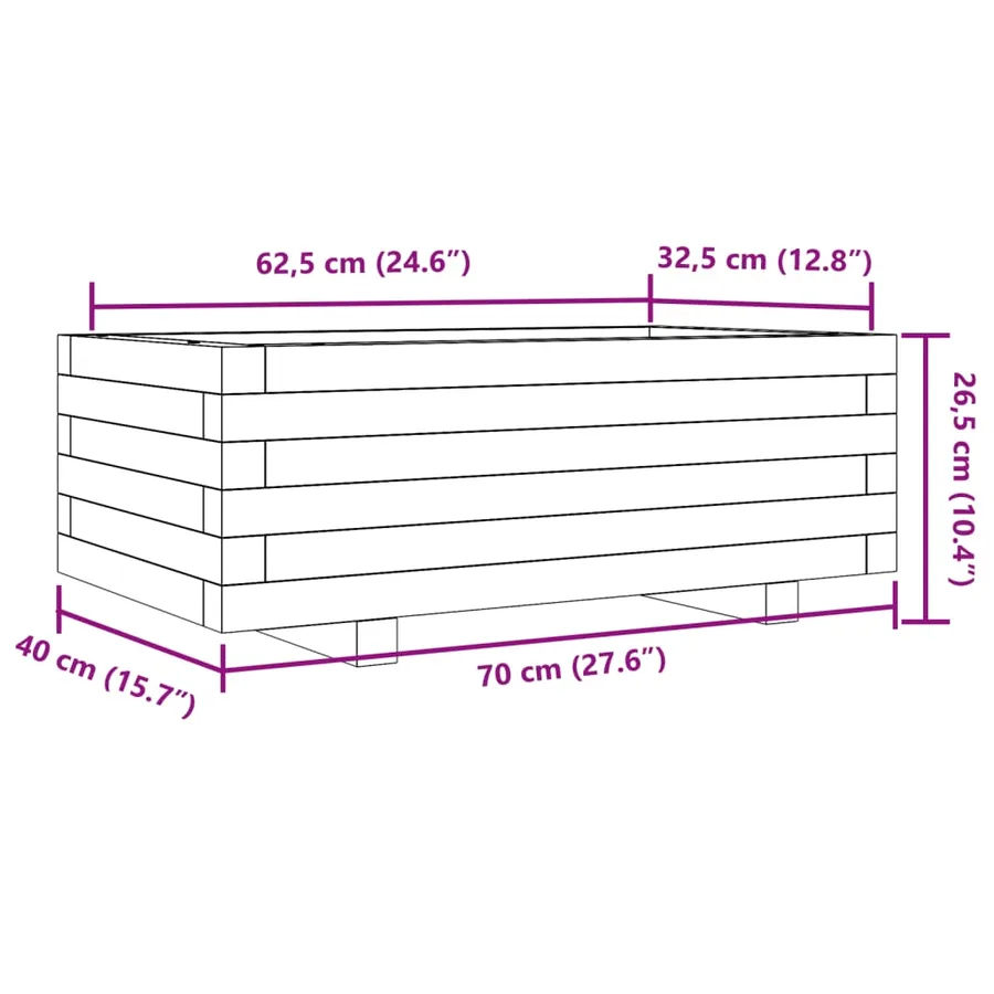 Jardinière cire marron 70x40x26,5 cm bois de pin massif - 10