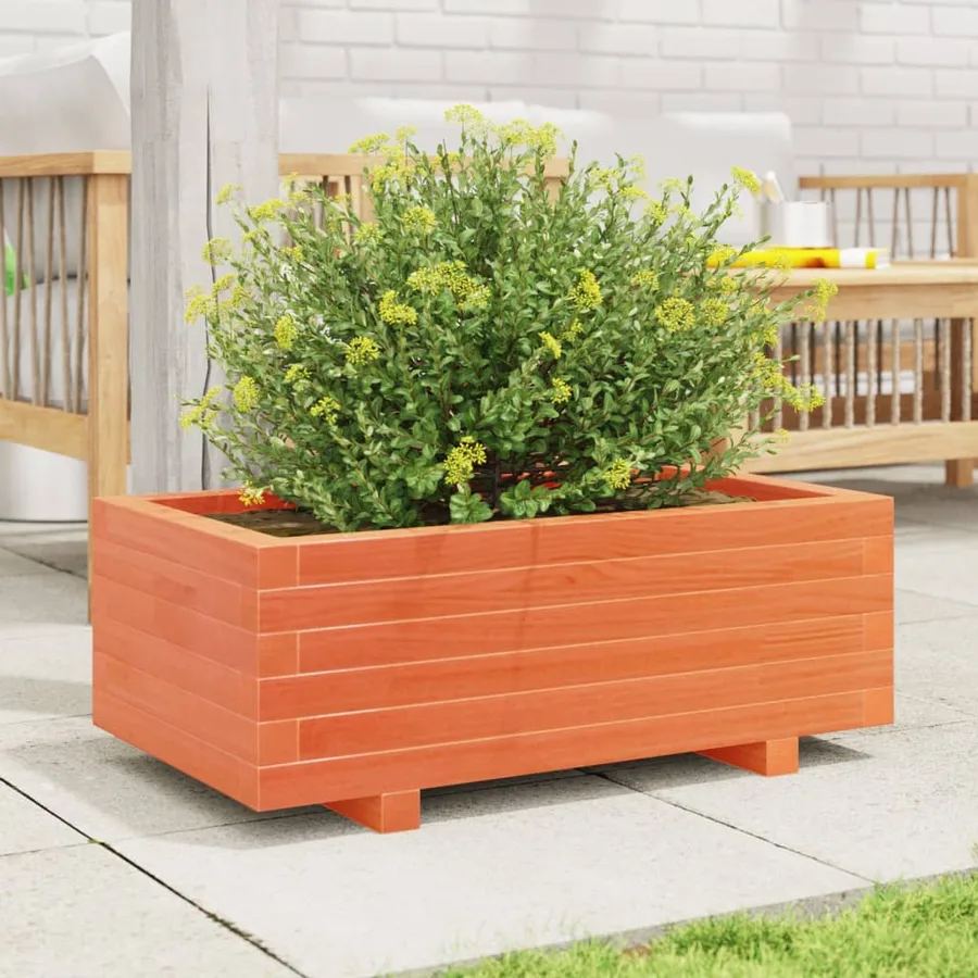 Jardinière cire marron 70x40x26,5 cm bois de pin massif - 3