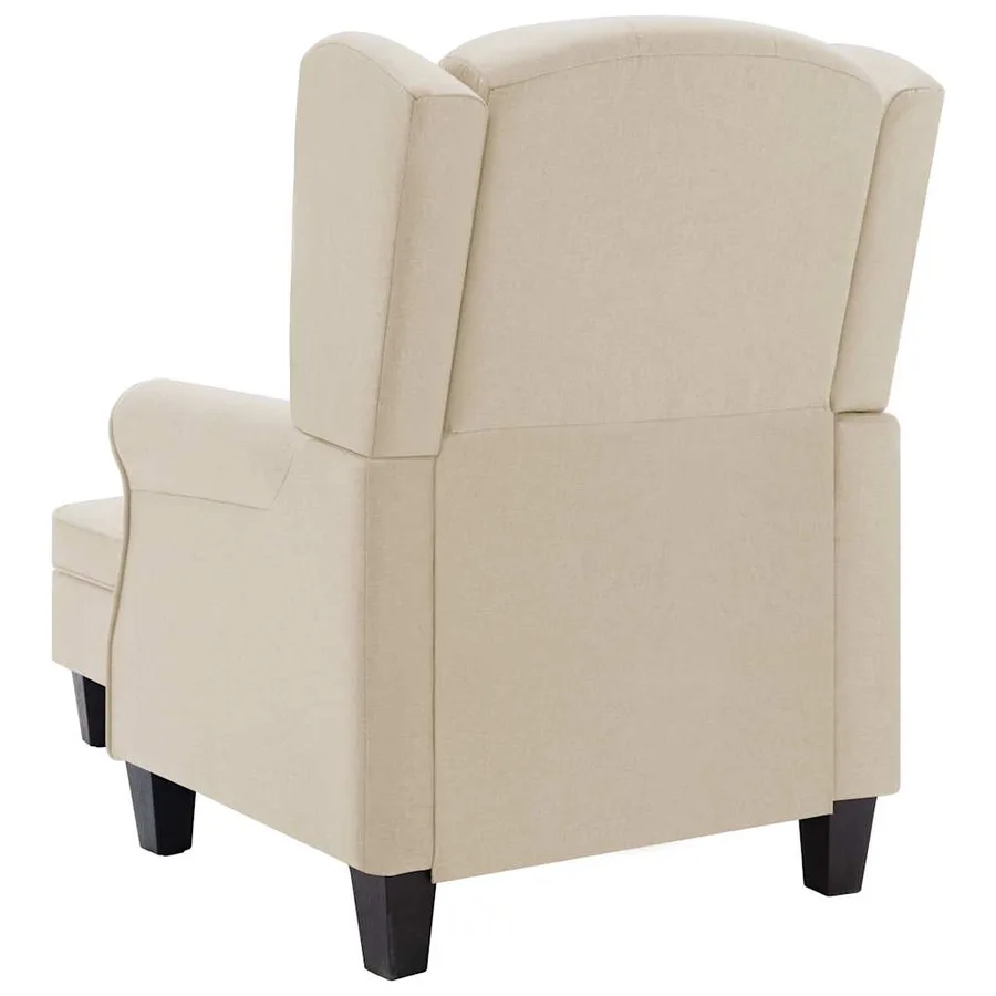 Fauteuil avec repose-pied Crème Tissu - 5