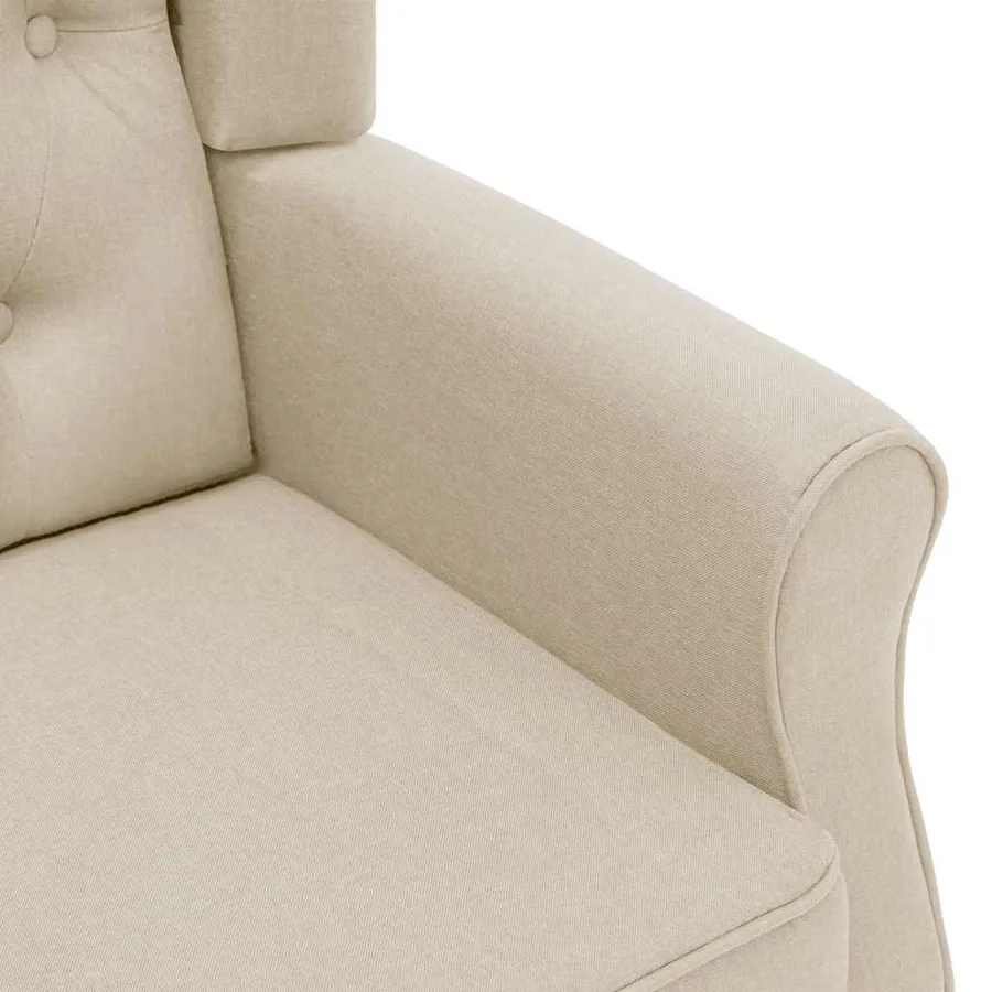 Fauteuil avec repose-pied Crème Tissu - 6