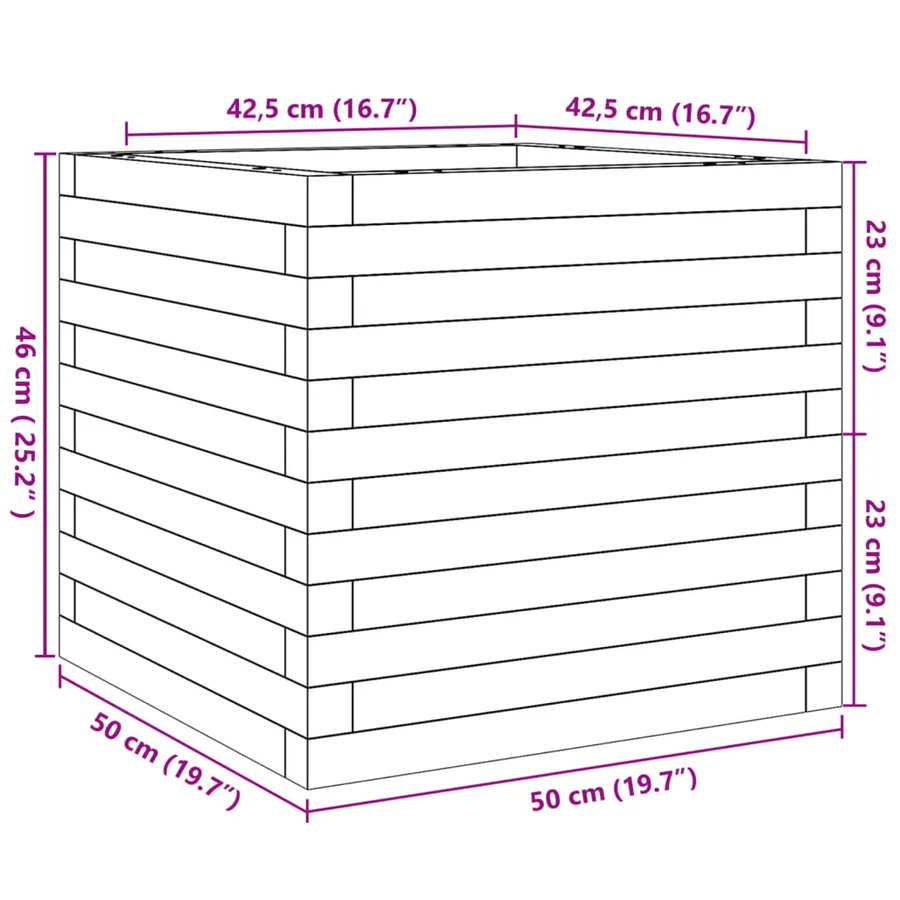Jardinière 50x50x46 cm bois de pin massif - 10