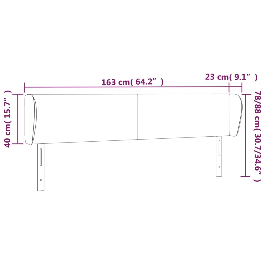 Tête de lit avec oreilles Crème 163x23x78/88 cm Tissu - 9
