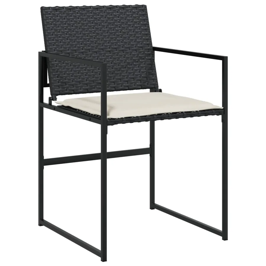 Ensemble à manger de jardin 9pcs coussins noir résine tressée - 4