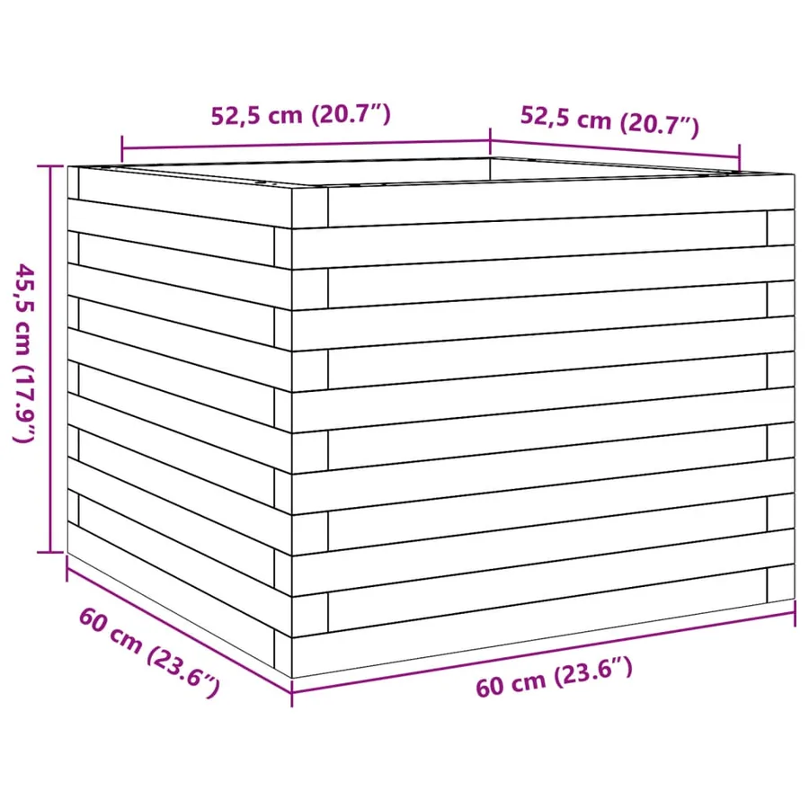 Jardinière blanc 60x60x45,5 cm bois de pin massif - 10