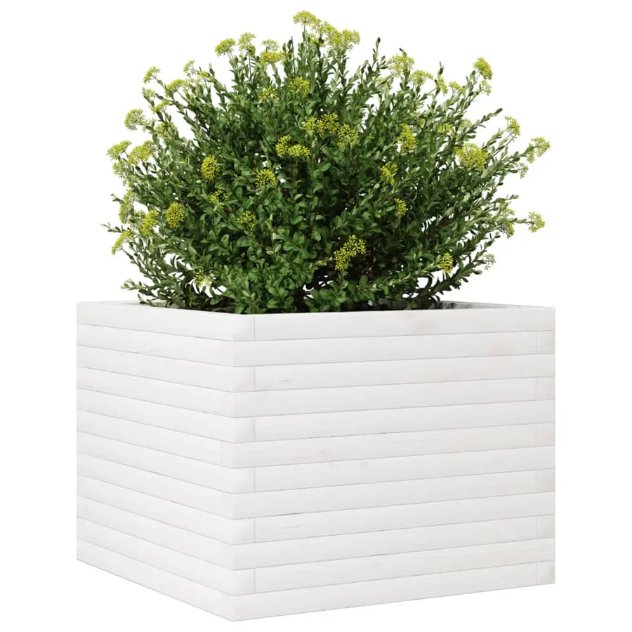 Jardinière blanc 60x60x45,5 cm bois de pin massif - 4