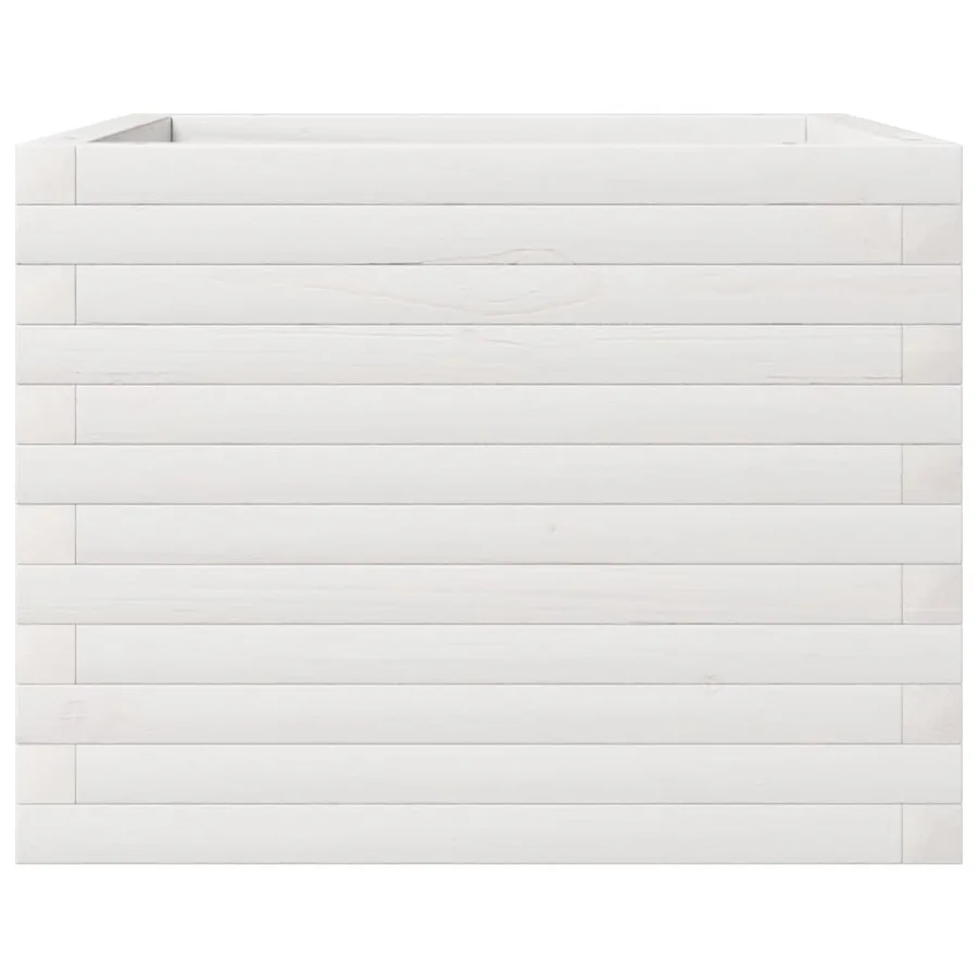 Jardinière blanc 60x60x45,5 cm bois de pin massif - 6